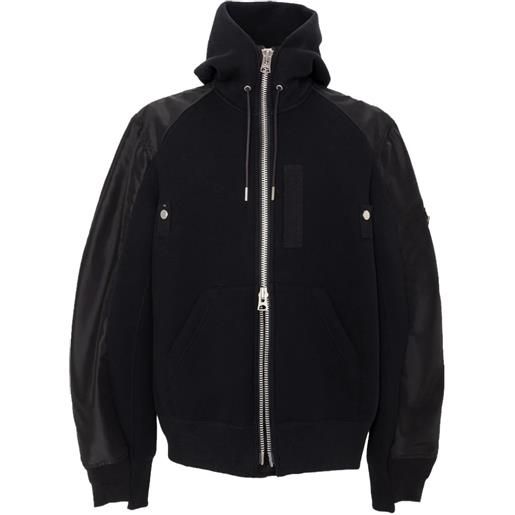 sacai felpa con cappuccio sponge - nero