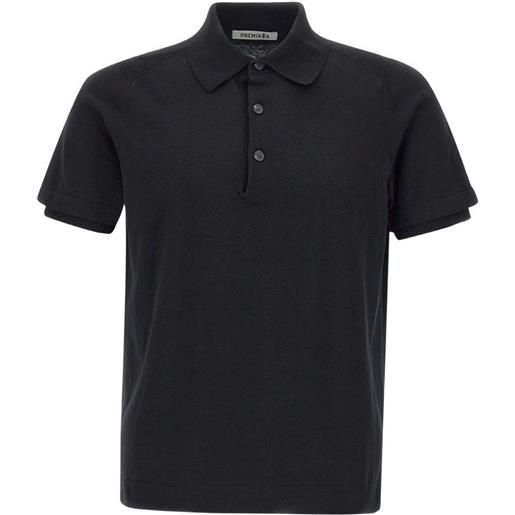 Premiata polo in cotone con ricamo logo - nero