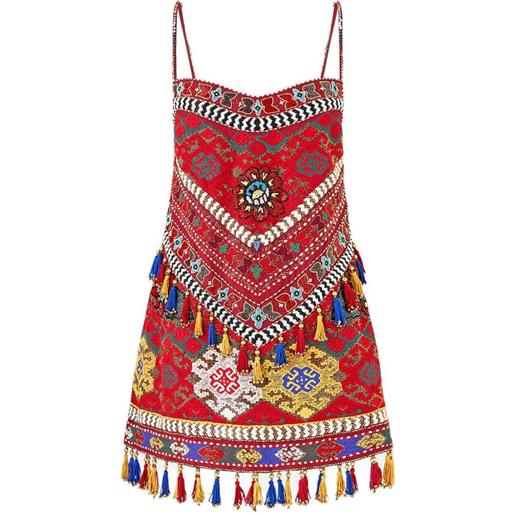 Camilla abito corto con nappa - rosso