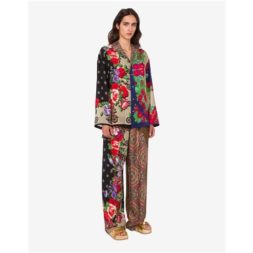 Moschino - pantalone in seta stampato - multicolore