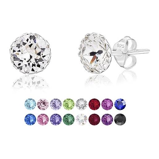 Orecchini A Perno In Argento 925 Con Zirconi Rotondi 4 Mm - Brillantini Donna - Ipoallergenici, Senza Nichel