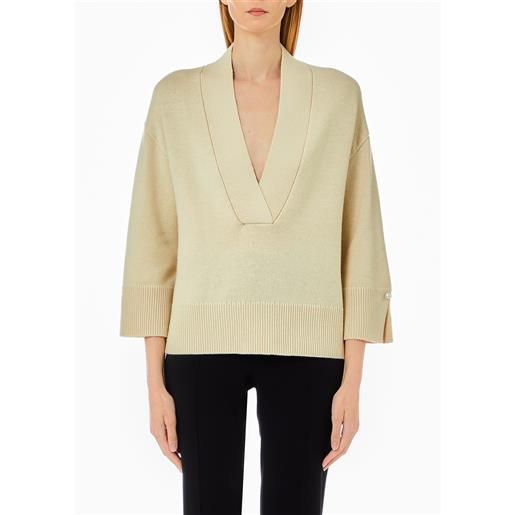 LIUJO liu jo maglia in lana e cashmere, beige