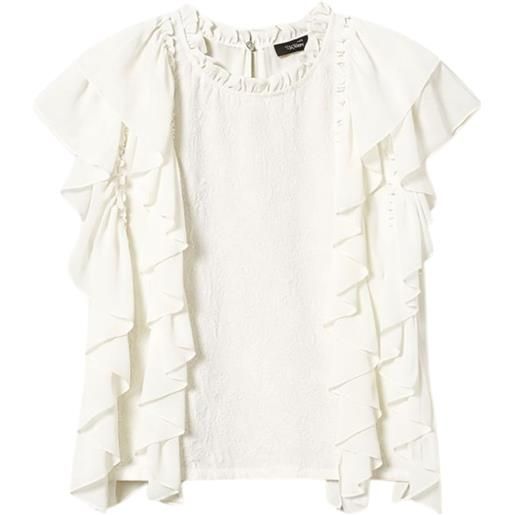 TWINSET blusa in mussola con volant e ricamo  actitude