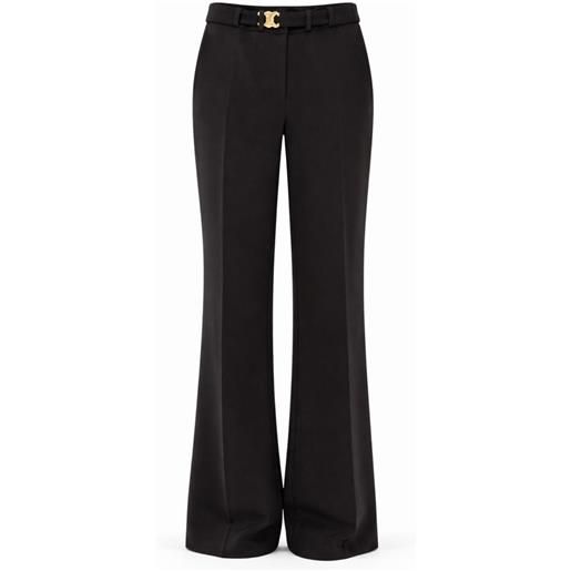 BABYLON pantalone nero a gamba dritta con cintura logata