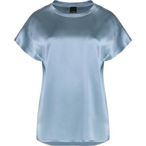 Pinko blusa a maniche corte in satin di seta stretch