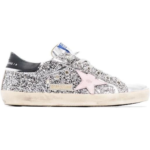 Golden Goose sneakers superstar con glitter - argento
