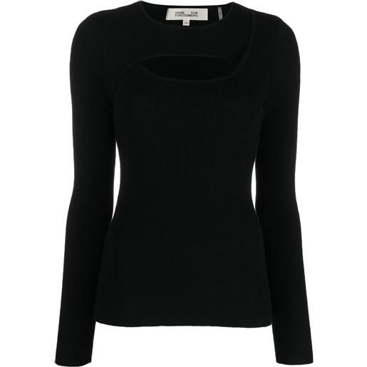 DVF Diane von Furstenberg top a maniche lunghe con dettaglio cut-out - nero