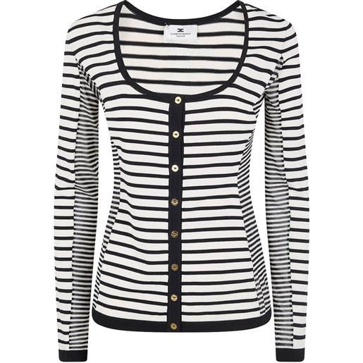 Elisabetta Franchi cardigan a righe con bottoni - bianco