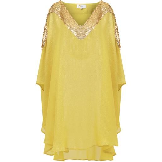 SANA OSMANI abito corto chloris con paillettes e cappuccio - giallo