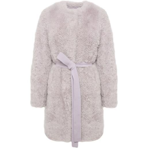 Yves Salomon cappotto con cintura - viola