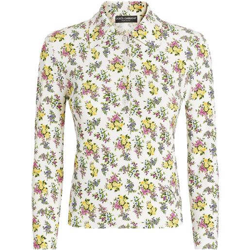 Dolce & Gabbana polo a fiori - bianco