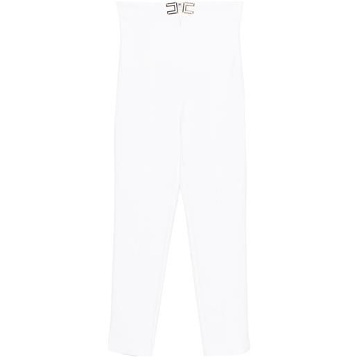Elisabetta Franchi pantaloni in crêpe elasticizzato a doppio strato con logo - bianco