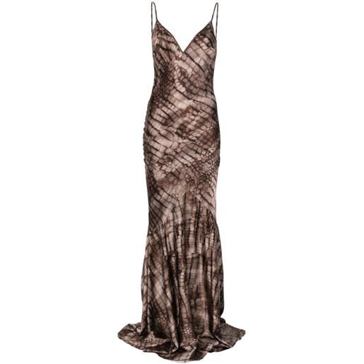 Elisabetta Franchi abito lungo con scollo a v - marrone