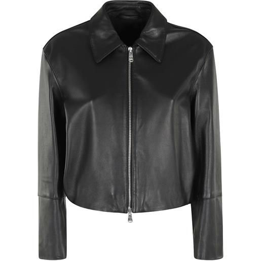 DONDUP giacca in pelle con zip - nero
