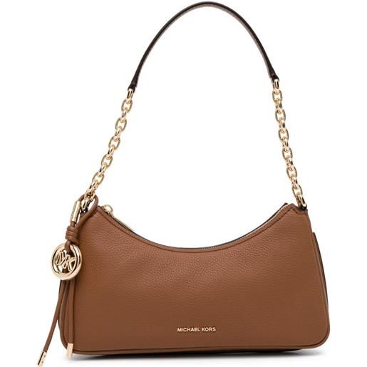 Michael Kors pochette nolita media in pelle zigrinata con catena - marrone