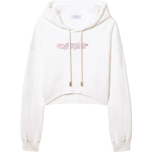 Off-White felpa bookish roses con cappuccio - bianco