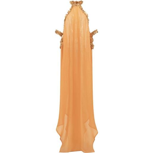SANA OSMANI abito lungo isis con paillettes - arancione