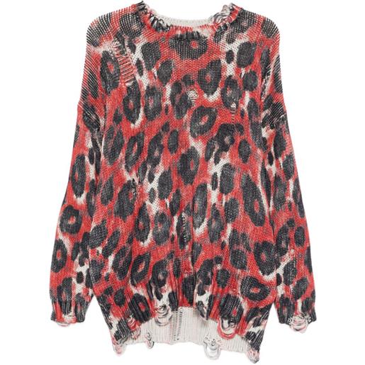 R13 maglione con effetto vissuto - rosso