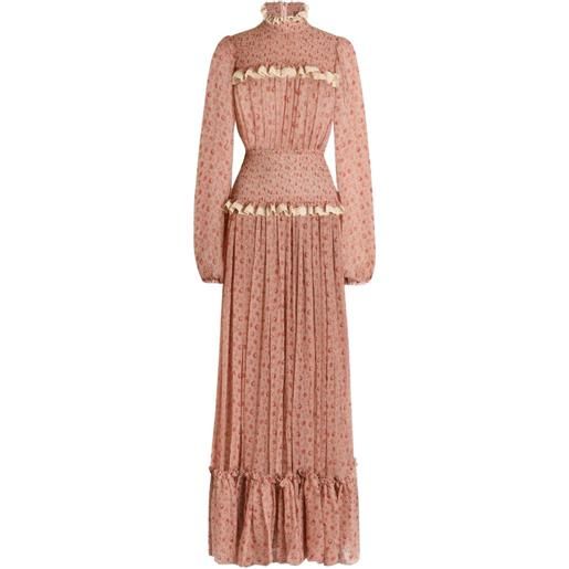 Dolce & Gabbana abito a lungo fiori con ruches - rosa