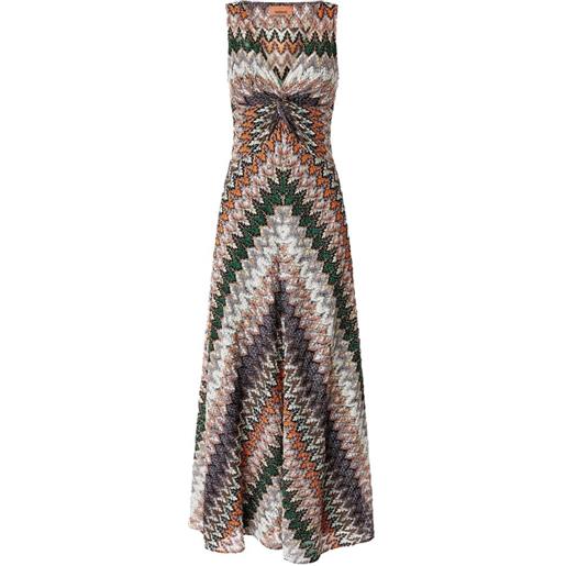 Missoni abito lungo con scollo a v - toni neutri