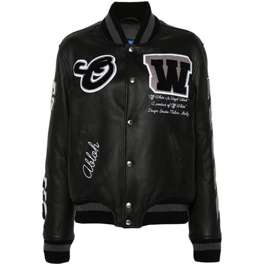 Off-White bomber con applicazione - nero