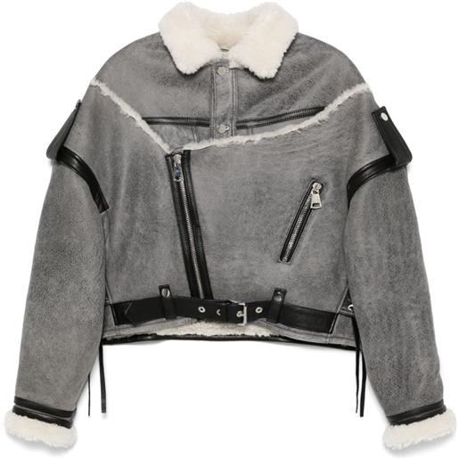 Manokhi giacca con colletto in shearling - grigio