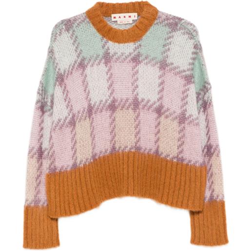 Marni maglione in mohair a quadri - rosa