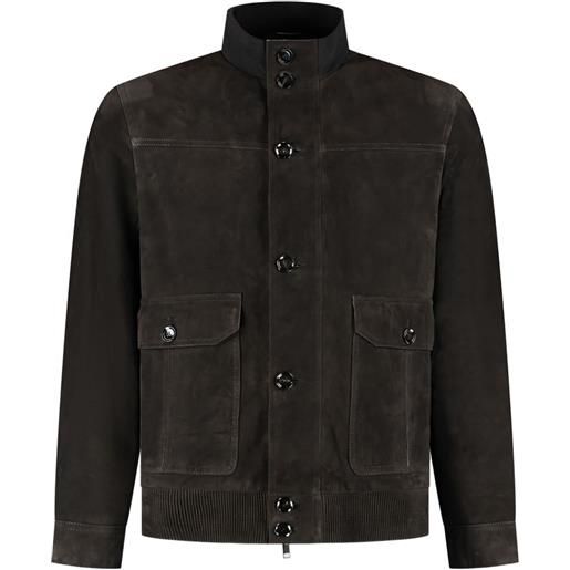 Brioni bomber con bottoni - marrone