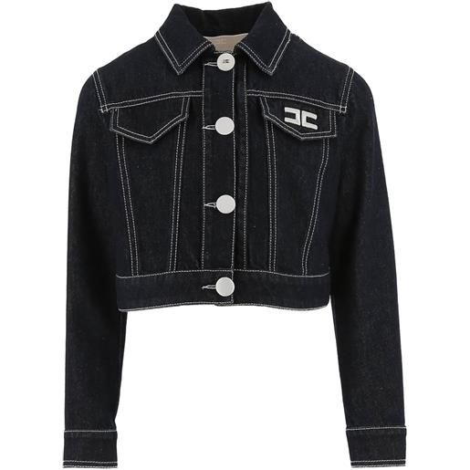 Elisabetta Franchi La Mia Bambina giacca crop con logo - blu