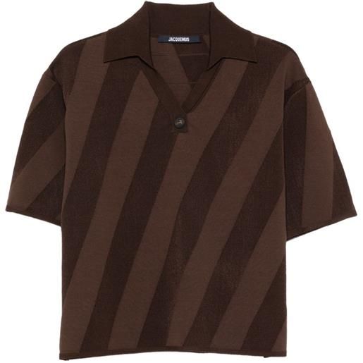 Jacquemus polo con scollo a v - marrone
