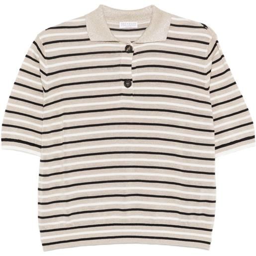 Brunello Cucinelli polo a righe - toni neutri
