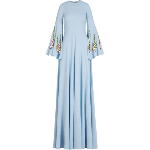 Oscar de la Renta floral-embroidered maxi dress - blu