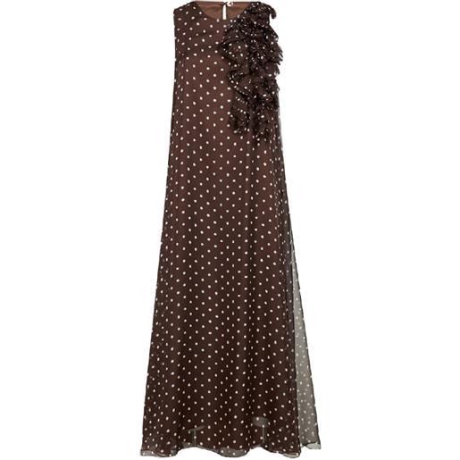 P.A.R.O.S.H. abito lungo a pois - marrone