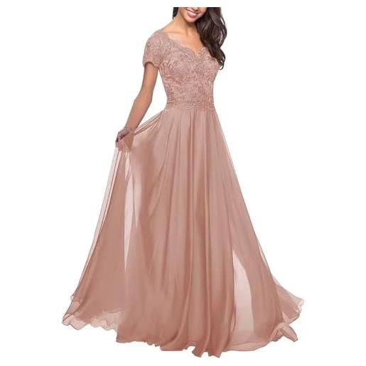 Sincemeet abiti per la madre della sposa in pizzo abiti da sera formali a maniche corte in chiffon con linea a per donne