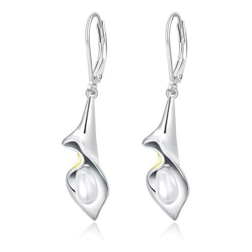 Orecchini da donna in argento sterling 925 con perle oceaniche originali