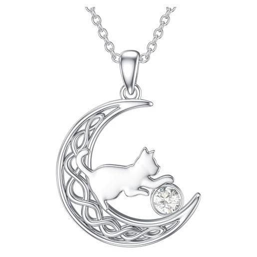 Collana Donna Sofia Milani Argento 925 Con Ciondolo Gatto | Rodiata E Ipoallergenica | Regalo In Scatola