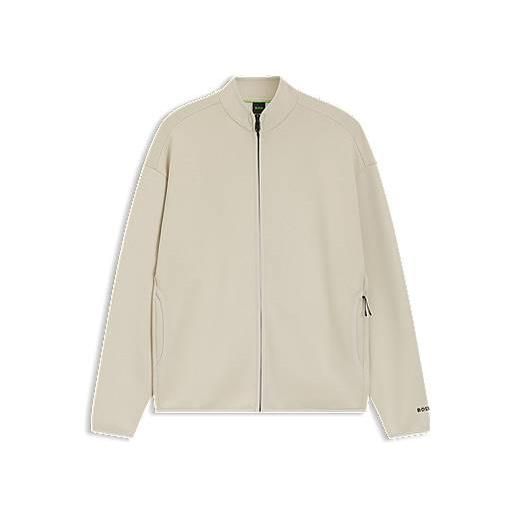 BOSS felpa in misto cotone con grafico riflettente, beige chiaro
