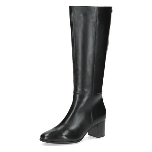 CAPRICE stivali da donna in pelle con tacco a blocco, nero (black nappa), 38 eu