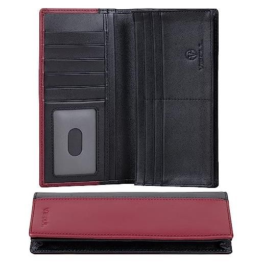 DOMAT Portafoglio sottile con scomparto portamonete da uomo e da donna, in pelle, per carte di credito, con chiusura lampo, per 8 carte di credito, Blu, 6L x 0.2W x 12H (CM