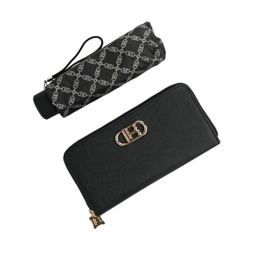 Laura Biagiotti cofanetto regalo donna, portafoglio donna in pu e ombrello super mini pieghevole tascabile, elegante set