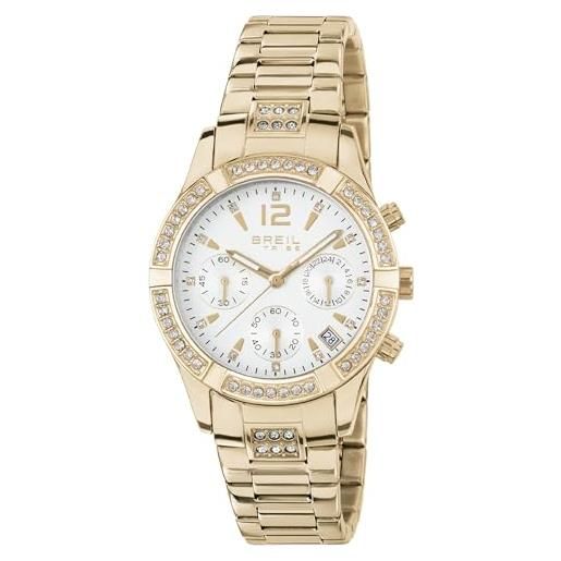 Breil, Collezione Twinkle Sky, Orologio Donna Elegante, Cronografo Donna in Acciaio, Quadrante Blu Sunray con Lucenti Cristalli, Chiusura Déployante Regolabile, Resistente all'Acqua