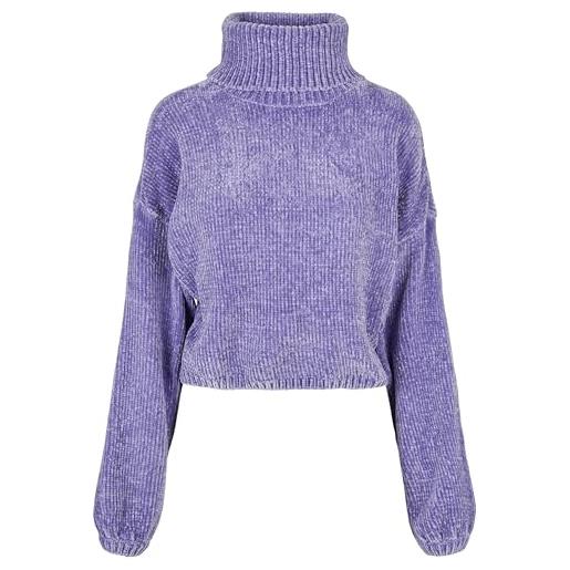 Urban Classics felpa corta da donna in ciniglia con scollo a tartaruga maglia di tuta, lavanda, m