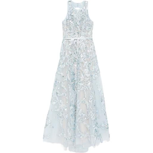 Saiid Kobeisy abito lungo in tulle con ricamo - blu