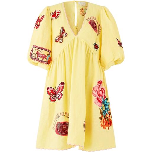 Camilla abito corto con scollo a v - giallo