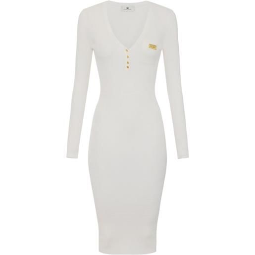 Elisabetta Franchi abito midi con scollo a v - bianco