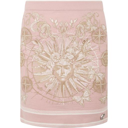 Philipp Plein minigonna con placca logo - rosa