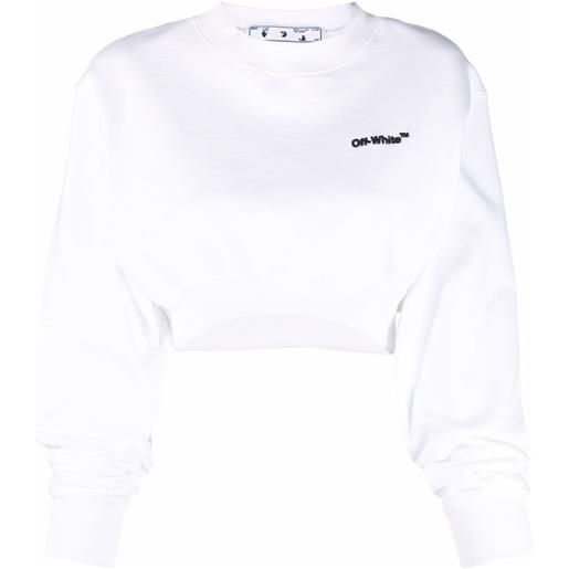 Off-White felpa crop helvetica - bianco