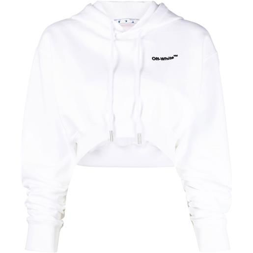 Off-White felpa crop helvetica - bianco