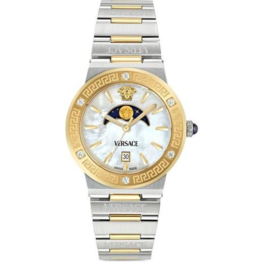 Versace orologio greca logo moonphase 38mm - bianco