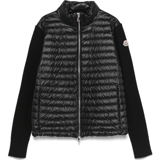 Moncler piumino con maniche in maglia - nero